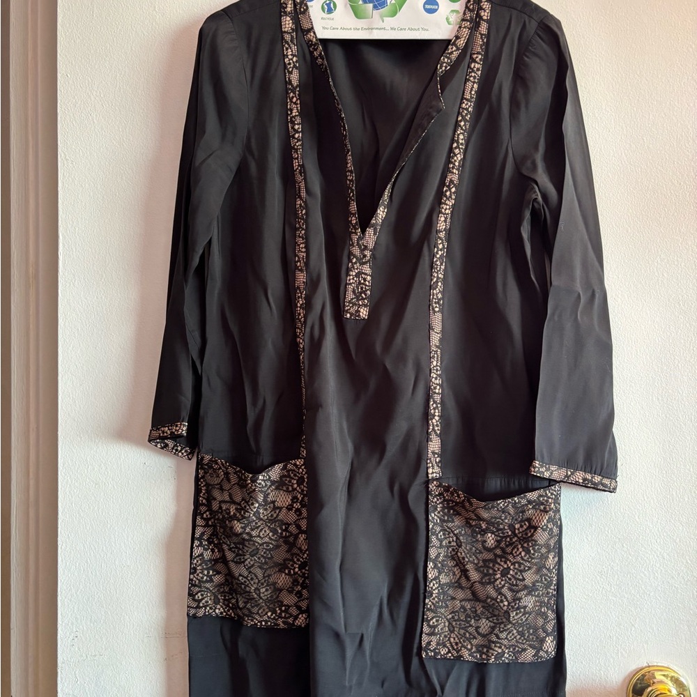 BCBGMaxAzria Black Top with Lace Details